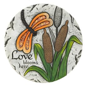 Accent Plus Orange Dragonfly Love Blooms Here Cement Garden Stepping Stone