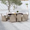 9 Piece Patio Dining Set Brown