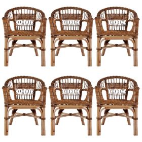 Outdoor Chairs 6 pcs Natural Rattan Brown