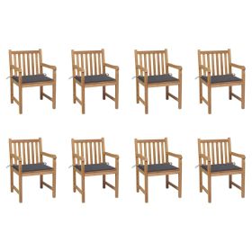 Patio Chairs 8 pcs with Anthracite Cushions Solid Teak Wood