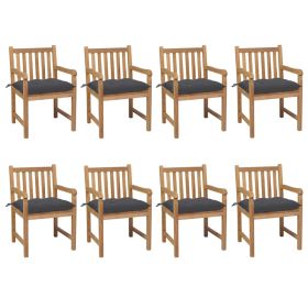 Garden Chairs 8 pcs with Anthracite Cushions Solid Teak Wood