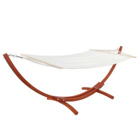 10.5ft Hammock with Wood Stand, Heavy Duty Roman Arc Pine Hammock Frame Hammock for Patio Backyard Balcony Porch, Amber Yellow & White RT