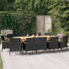 13 Piece Patio Dining Set with Cushions Black