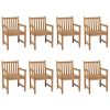 Patio Chairs 8 pcs with Blue Cushions Solid Teak Wood