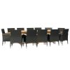 13 Piece Patio Dining Set with Cushions Black