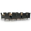 13 Piece Patio Dining Set with Cushions Black