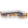 11 Piece Patio Lounge Set with Cushions Solid Acacia Wood