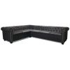 Chesterfield Corner Sofa 6-Seater Artificial Leather Black