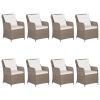 9 Piece Patio Dining Set Brown