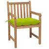 Patio Chairs 8 pcs with Bright Green Cushions Solid Teak Wood