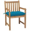 Patio Chairs 8 pcs with Light Blue Cushions Solid Teak Wood