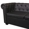 Chesterfield Corner Sofa 6-Seater Artificial Leather Black