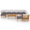 11 Piece Patio Lounge Set with Cushions Solid Acacia Wood