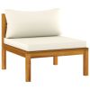 11 Piece Patio Lounge Set with Cream Cushion Solid Acacia Wood