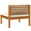 11 Piece Patio Lounge Set with Cream Cushion Solid Acacia Wood