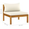 11 Piece Patio Lounge Set with Cream Cushion Solid Acacia Wood