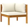 11 Piece Patio Lounge Set with Cream Cushion Solid Acacia Wood