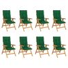 Reclining Patio Chairs with Cushions 8 pcs Solid Teak Wood