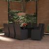 9 Piece Patio Dining Set Poly Rattan Black