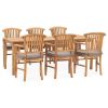 7 Piece Garden Dining Set with Cushions Solid Teak Wood