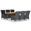 7 Piece Garden Dining Set Dark Gray