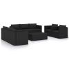 10 Piece Garden Lounge Set with Cushions Poly Rattan Black