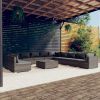 12 Piece Patio Lounge Set with Cushions Gray Poly Rattan