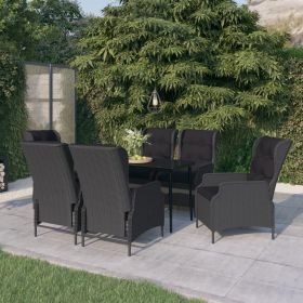 7 Piece Patio Dining Set Dark Gray (Color: Grey)