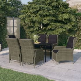 7 Piece Patio Dining Set Brown (Color: Brown)