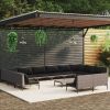 13 Piece Patio Lounge Set with Cushions Poly Rattan Dark Gray