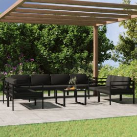 9 Piece Patio Lounge Set with Cushions Aluminum Anthracite (Color: Anthracite)