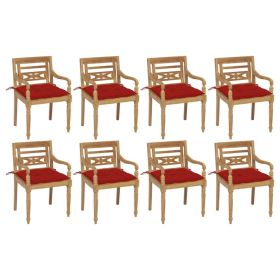 Batavia Chairs with Cushions 8 pcs Solid Teak Wood (Color: Brown)