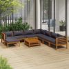 9 Piece Patio Lounge Set with Cushion Solid Acacia Wood