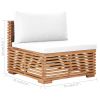 7 Piece Patio Lounge Set with Cream Cushion Solid Teak Wood