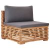 7 Piece Patio Lounge Set with Dark Gray Cushion Solid Teak Wood