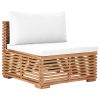 6 Piece Patio Lounge Set with Cream Cushion Solid Teak Wood