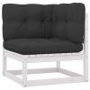 12 Piece Patio Lounge Set with Cushions White Solid Pinewood