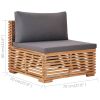 6 Piece Patio Lounge Set with Dark Gray Cushion Solid Teak Wood