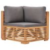 6 Piece Patio Lounge Set with Dark Gray Cushion Solid Teak Wood