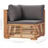 7 Piece Patio Lounge Set with Dark Gray Cushion Solid Teak Wood