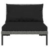 11 Piece Patio Lounge Set with Cushions Poly Rattan Dark Gray