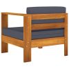 10 Piece Garden Lounge Set with Dark Gray Cushions Acacia Wood