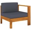 10 Piece Garden Lounge Set with Dark Gray Cushions Acacia Wood