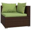 12 Piece Patio Lounge Set with Cushions Brown Poly Rattan