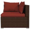 11 Piece Patio Lounge Set with Cushions Brown Poly Rattan