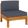 10 Piece Garden Lounge Set with Dark Gray Cushions Acacia Wood