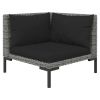 11 Piece Patio Lounge Set with Cushions Poly Rattan Dark Gray