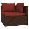 14 Piece Patio Lounge Set with Cushions Brown Poly Rattan