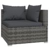 12 Piece Patio Lounge Set with Cushions Gray Poly Rattan