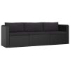 10 Piece Garden Lounge Set with Cushions Poly Rattan Black